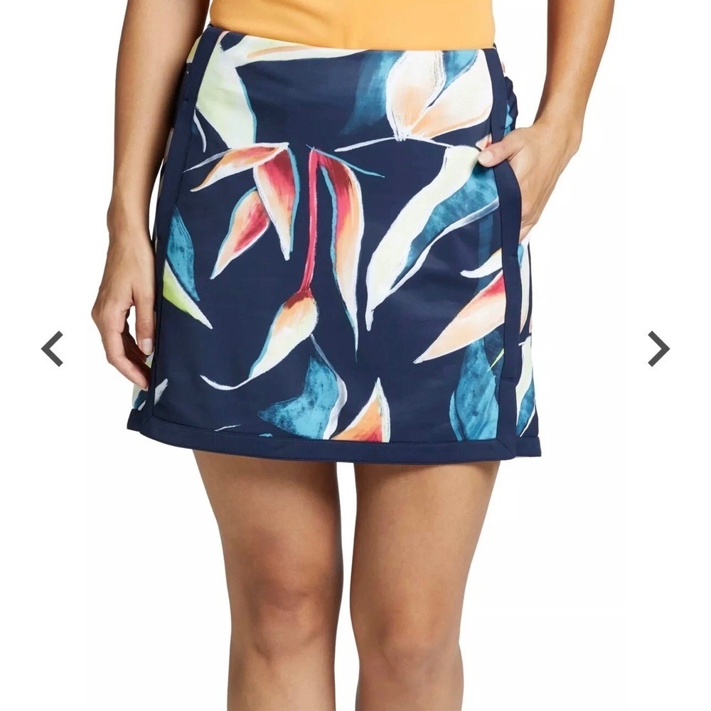 Walter Hagen Navy Floral Print Golf Skort with Coral and Teal Accents